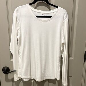 Eddie Bauer Classic White Crewneck XL EUC